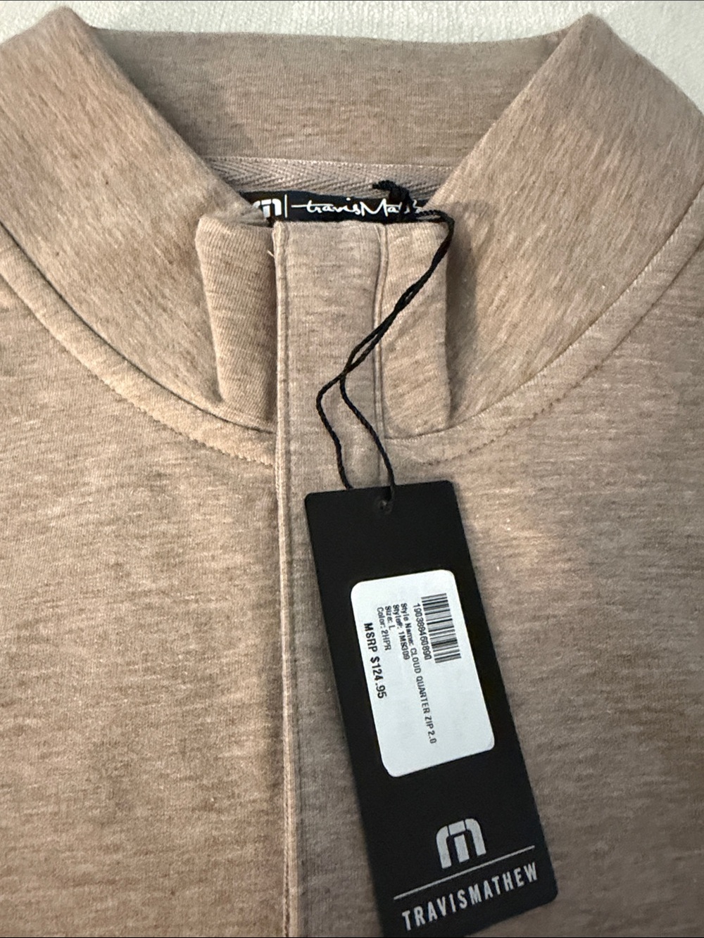 NWT Travis Mathew Men's Taupe Quarter-Zip Pullover - Picture 2 of 5